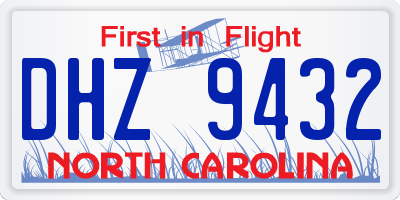 NC license plate DHZ9432