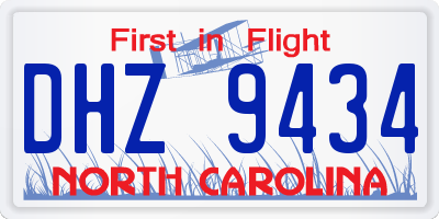 NC license plate DHZ9434