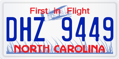 NC license plate DHZ9449