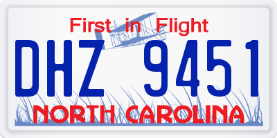 NC license plate DHZ9451