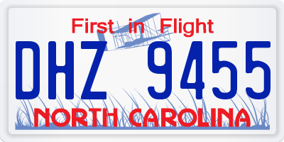 NC license plate DHZ9455