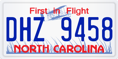 NC license plate DHZ9458