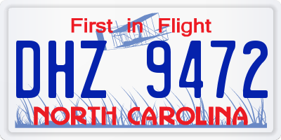NC license plate DHZ9472