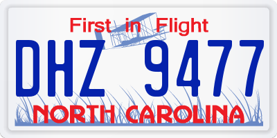 NC license plate DHZ9477