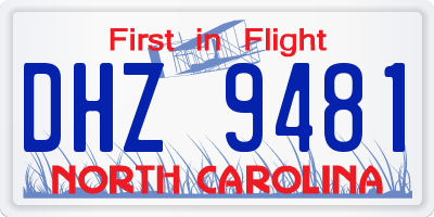 NC license plate DHZ9481