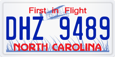 NC license plate DHZ9489