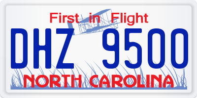 NC license plate DHZ9500