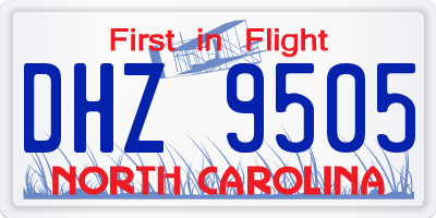NC license plate DHZ9505