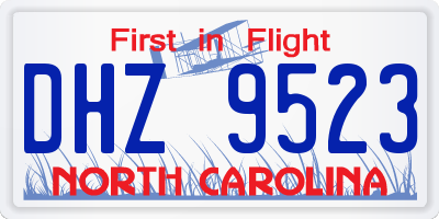 NC license plate DHZ9523