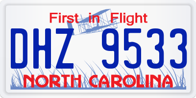NC license plate DHZ9533