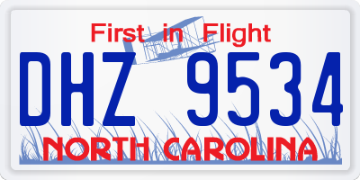 NC license plate DHZ9534