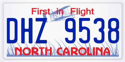 NC license plate DHZ9538