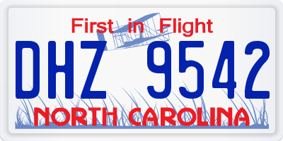 NC license plate DHZ9542