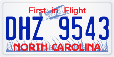 NC license plate DHZ9543