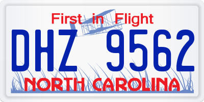 NC license plate DHZ9562
