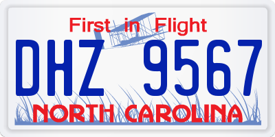 NC license plate DHZ9567