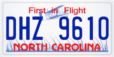 NC license plate DHZ9610