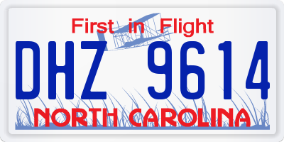 NC license plate DHZ9614