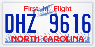 NC license plate DHZ9616