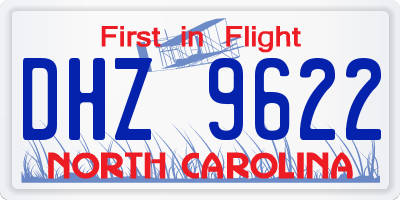 NC license plate DHZ9622