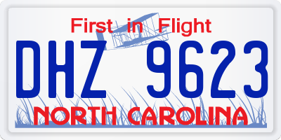 NC license plate DHZ9623