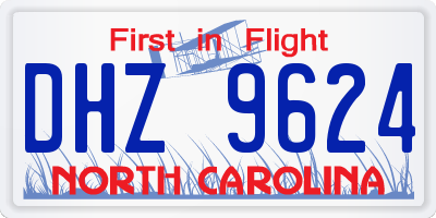 NC license plate DHZ9624