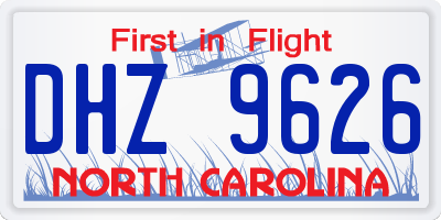 NC license plate DHZ9626