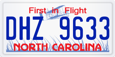 NC license plate DHZ9633