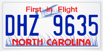 NC license plate DHZ9635