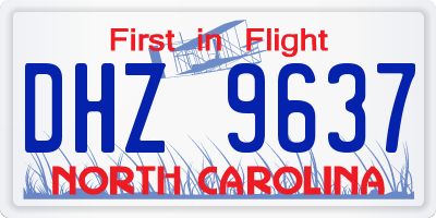 NC license plate DHZ9637