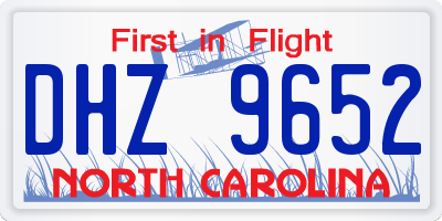 NC license plate DHZ9652