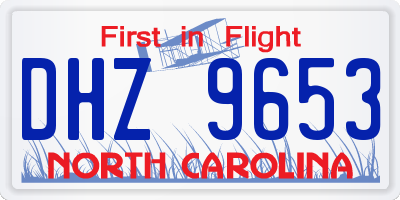 NC license plate DHZ9653