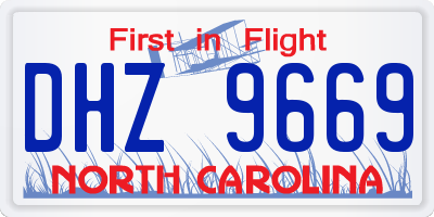 NC license plate DHZ9669