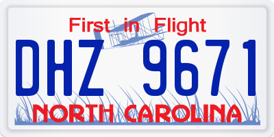 NC license plate DHZ9671