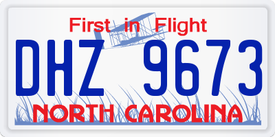 NC license plate DHZ9673