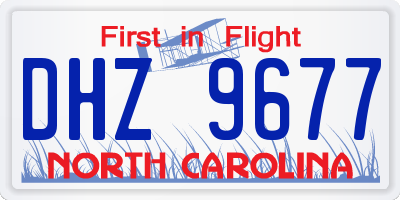 NC license plate DHZ9677