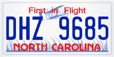 NC license plate DHZ9685