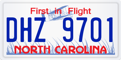 NC license plate DHZ9701