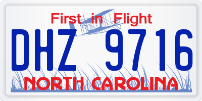 NC license plate DHZ9716
