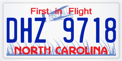 NC license plate DHZ9718