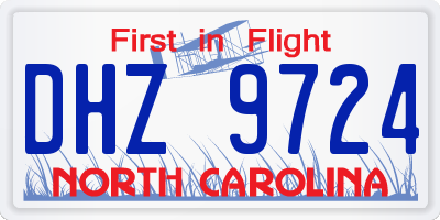 NC license plate DHZ9724