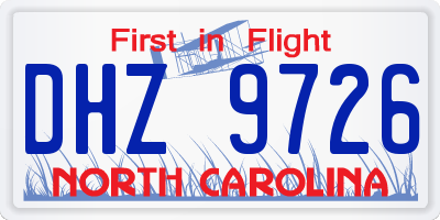NC license plate DHZ9726
