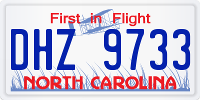 NC license plate DHZ9733