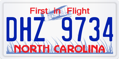 NC license plate DHZ9734