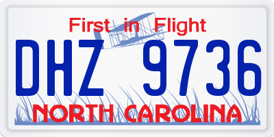 NC license plate DHZ9736