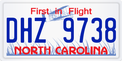 NC license plate DHZ9738