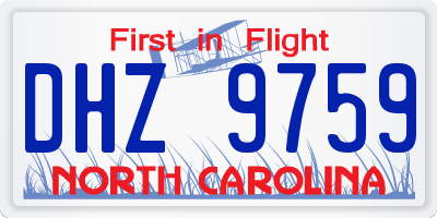 NC license plate DHZ9759