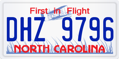 NC license plate DHZ9796