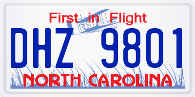 NC license plate DHZ9801