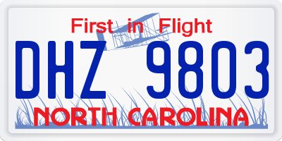 NC license plate DHZ9803